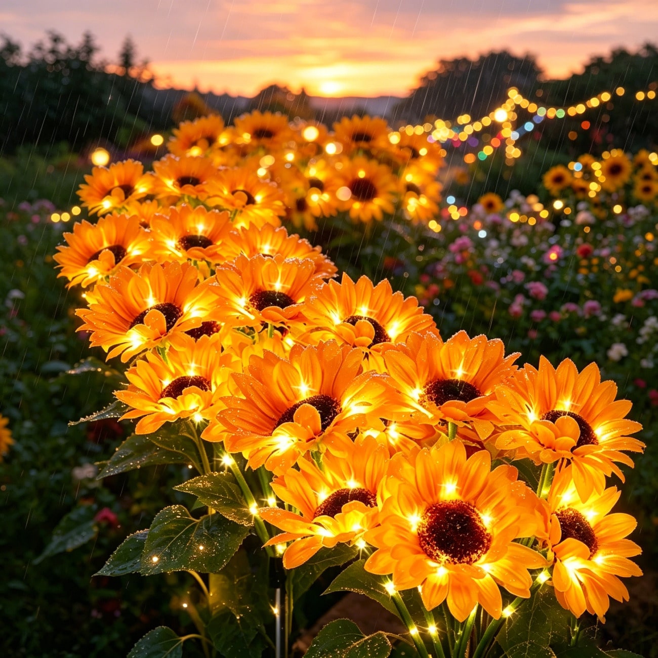 Outdoor Power Head - 6-head sunflower solar light, solar-powered outdoor