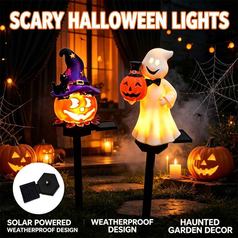 Outdoor Yard Power Stake - Solar Powered Waterproof Lawn Lights, Halloween