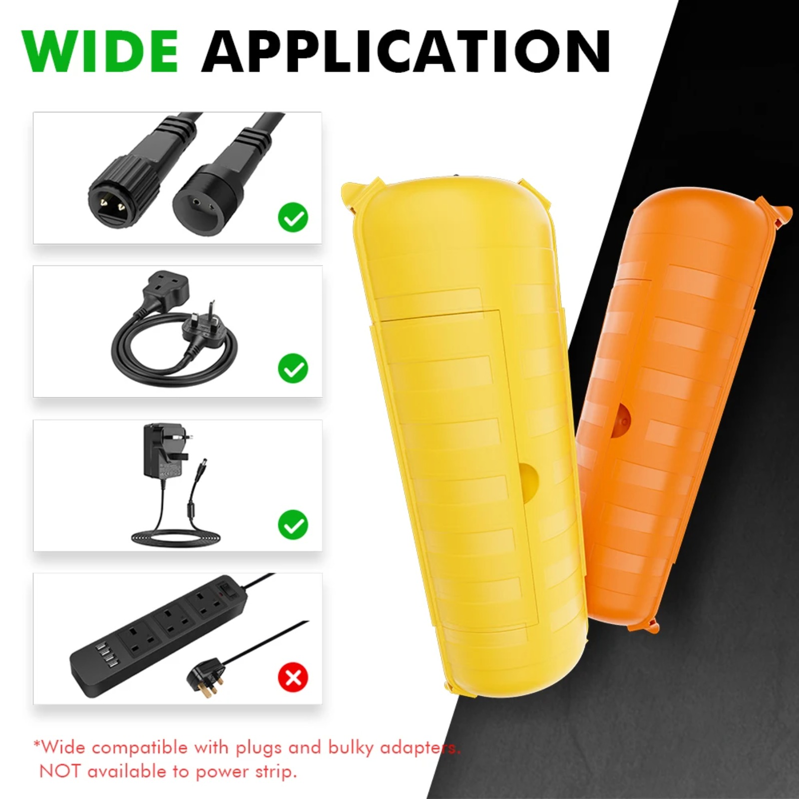 Outdoor Power Adapter - IP44 Outdoor Extension Cord Cover 29x11x7.5cm