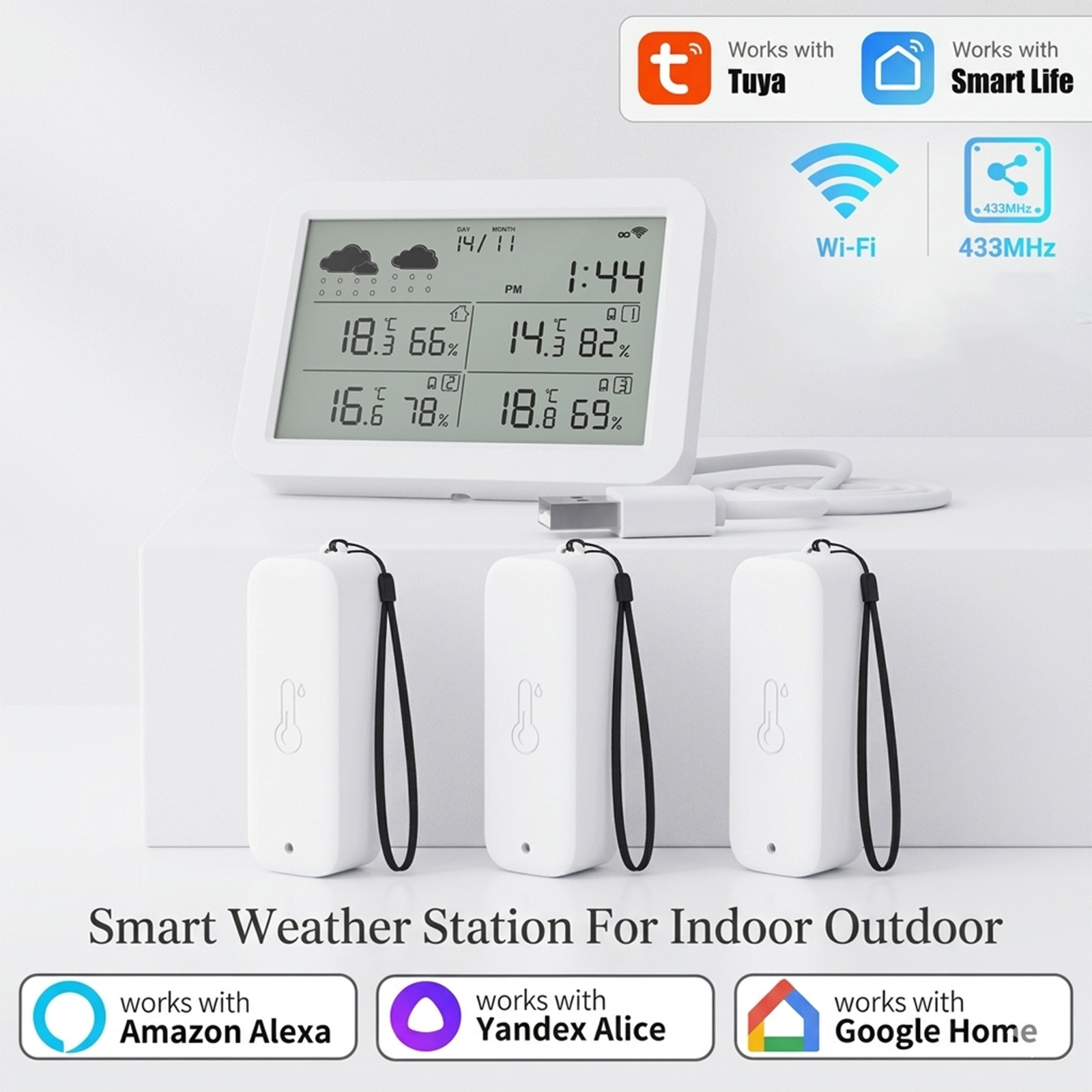 Outdoor Power Tower - Tuya WiFi+RF433 Weather Station, Smart Home
