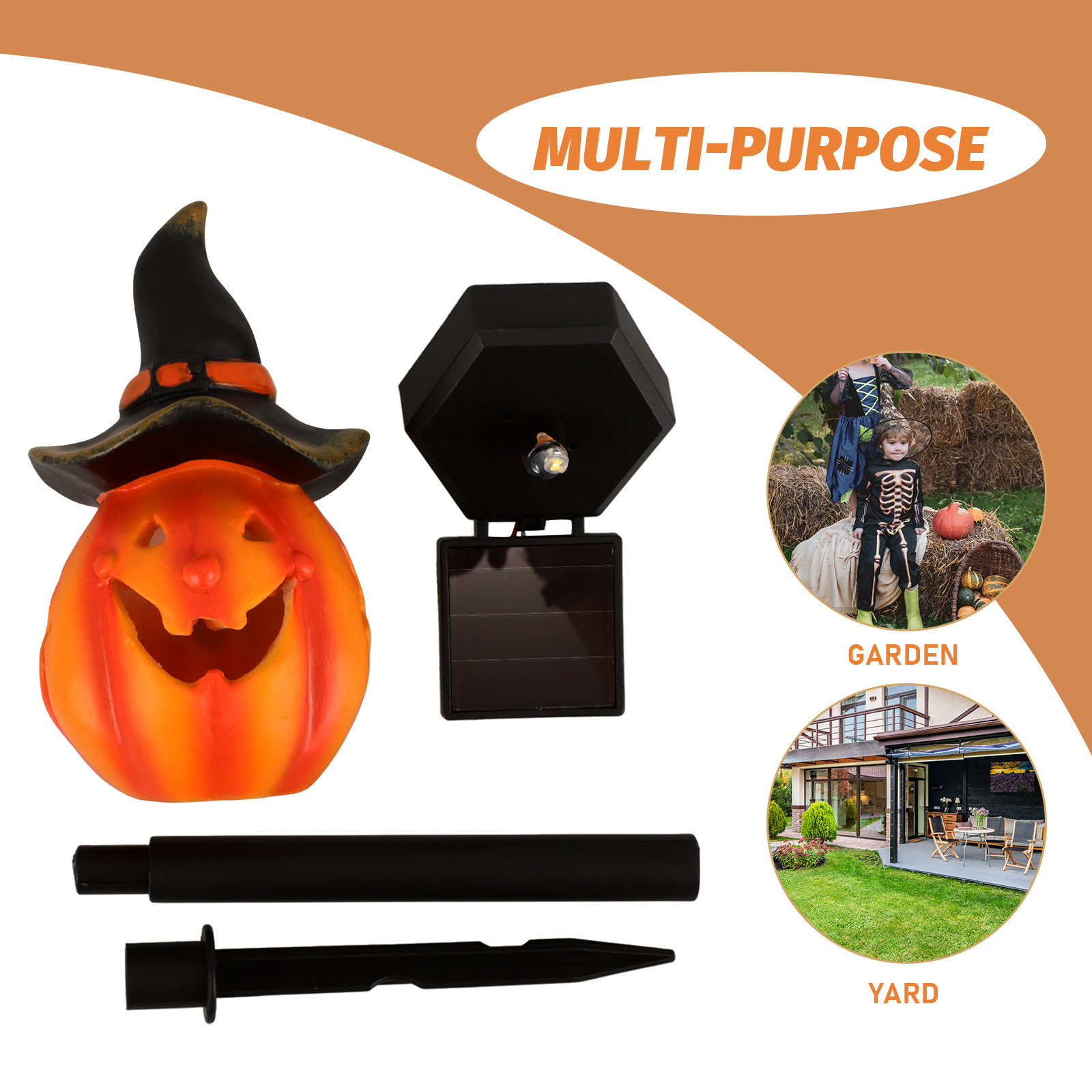 Halloween Pumpkin Solar Garden - Outdoor Yard Power Stake review and price