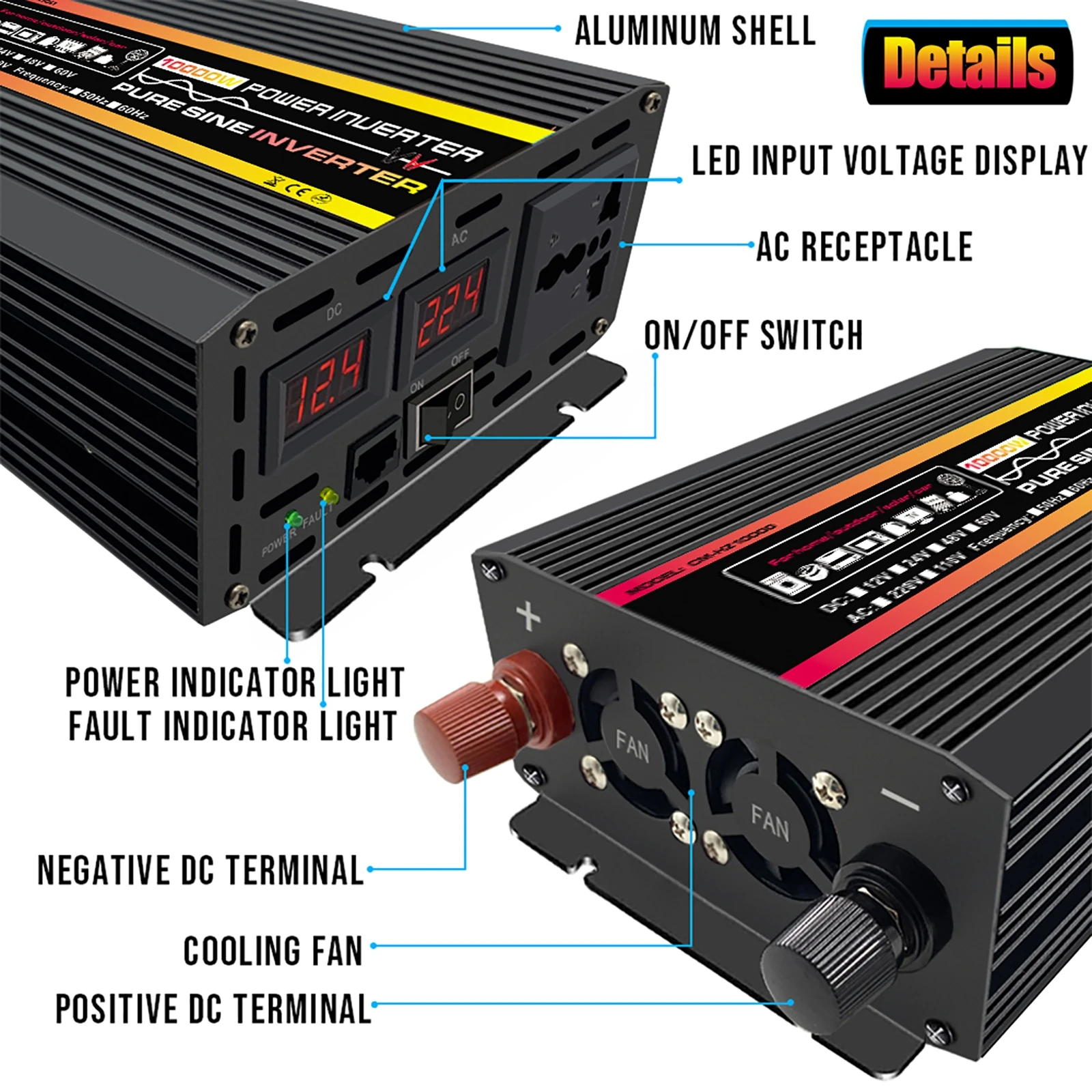 10000/12000W Pure Sine Wave In - Outdoor Power Inverter review and price